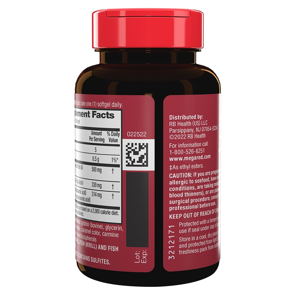 MegaRed Omega 3 Fischöl & Antarktisches Krillöl Softgels – Unterstützung für Gehirn, Herz, Gelenke & Augen (80 Kapseln), Konzentrierte Omega-3-Fettsäuren mit EPA, DHA & Phospholipiden
