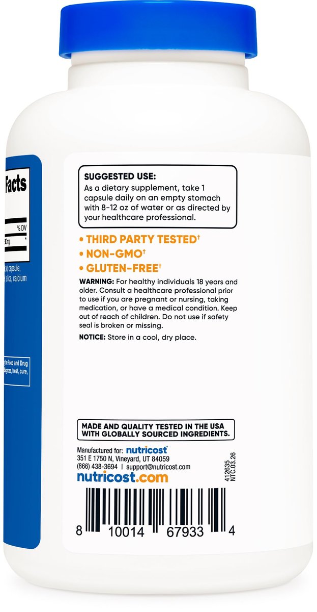 Nutricost L-Glutamin 800mg, 180 Kapseln – Glutenfrei, Non-GMO, Aminosäure-Präparat