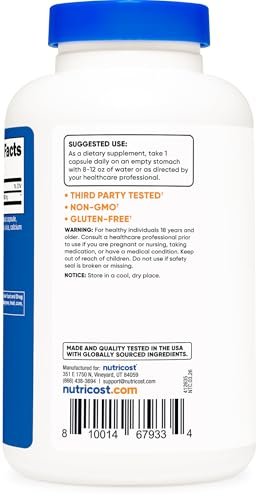 Nutricost L-Glutamin 800mg, 180 Kapseln – Glutenfrei, Non-GMO, Aminosäure-Präparat