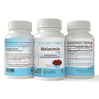 Nature's Trove Melatonin 1mg 365 EZ-Chew Tabletten mit Kirschgeschmack