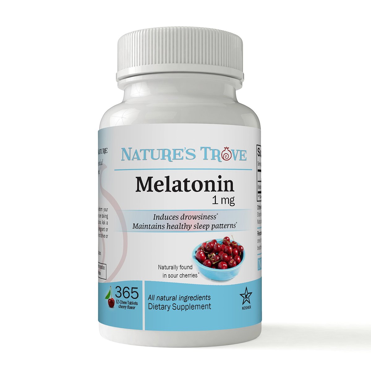 Nature's Trove Melatonin 1mg 365 EZ-Chew Tabletten mit Kirschgeschmack