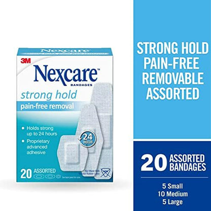 Nexcare Strong Hold Pflaster, schmerzfreies Entfernen, gemischt, 20 Stück