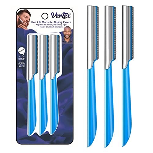 Vertex Bartform-Rasierer für Herren – Präzisions-Rasierer für Bart, Schnurrbart & Augenbrauen – Edelstahl, wiederverwendbar, Reisegröße (Blau, 1 Stück)