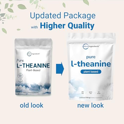 Reines L-Theanin Pulver, 100 Gramm (1-Jahres-Vorrat), ohne Füllstoffe, nicht gentechnisch verändert und vegan-freundlich