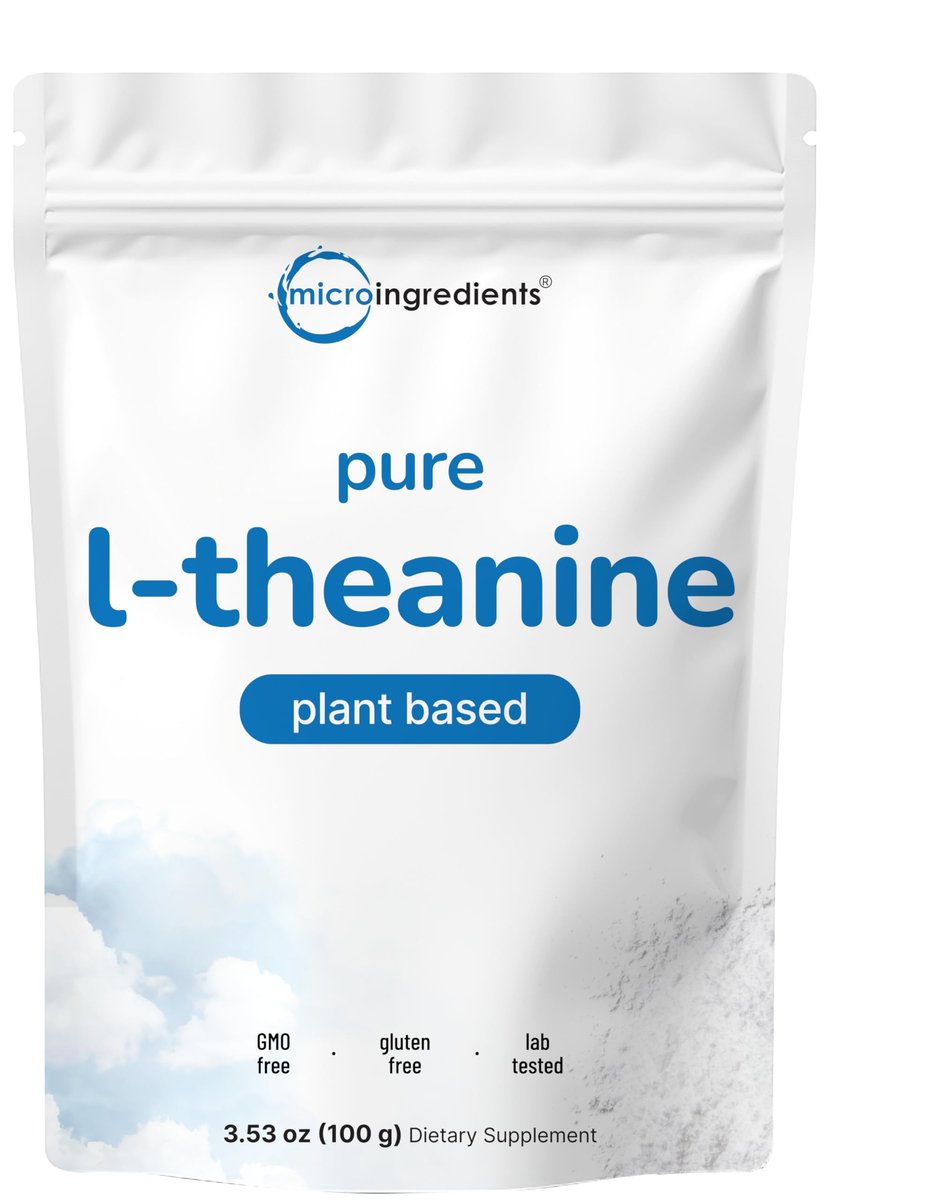 Reines L-Theanin Pulver, 100 Gramm (1-Jahres-Vorrat), ohne Füllstoffe, nicht gentechnisch verändert und vegan-freundlich