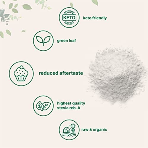 Micro Ingredients Reines Bio-Stevia-Pulver, 113 g (4 Unzen), 706 Portionen, Höchste Qualität Stevia-Grünblattextrakt Reb-A, Reduzierter Bitterer Nachgeschmack, 0 Kalorien, Natürlicher Süßstoff, Zuckerersatz, Keto-freundlich