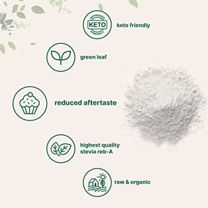 Micro Ingredients Reines Bio-Stevia-Pulver, 113 g (4 Unzen), 706 Portionen, Höchste Qualität Stevia-Grünblattextrakt Reb-A, Reduzierter Bitterer Nachgeschmack, 0 Kalorien, Natürlicher Süßstoff, Zuckerersatz, Keto-freundlich