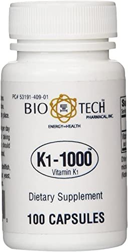 Bio-Tech Vitamin K-1 1000 µg – 100 Kapseln, Nahrungsergänzungsmittel für die Blutgerinnung