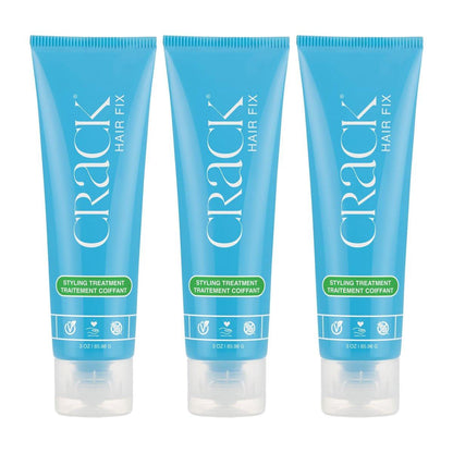 Crack Hair Fix Air Dry Cream - Multitasking, Anti-Frizz, Leave-In Styling Balm mit Schutz vor Feuchtigkeit, Chlor, Hitzebehandlungen & Sonne (3 oz - 3er Pack)