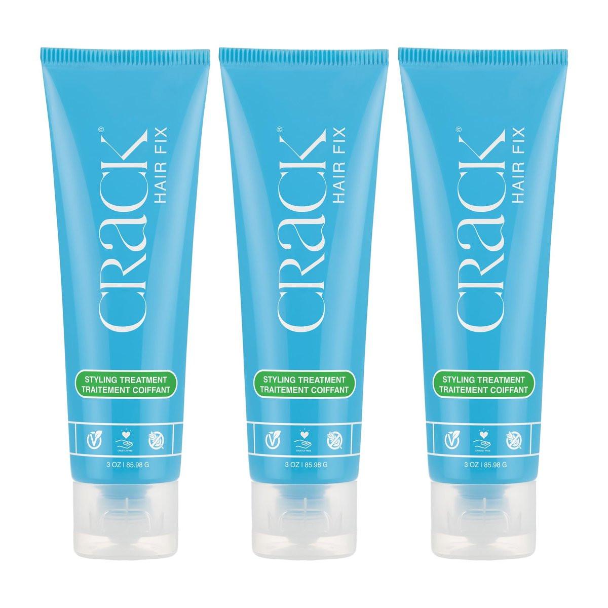 Crack Hair Fix Air Dry Cream - Multitasking, Anti-Frizz, Leave-In Styling Balm mit Schutz vor Feuchtigkeit, Chlor, Hitzebehandlungen & Sonne (3 oz - 3er Pack)