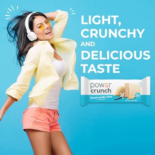 Power Crunch Protein Energy Wafer Bars, French Vanille Creme, 1,4 Unzen (12er-Pack)