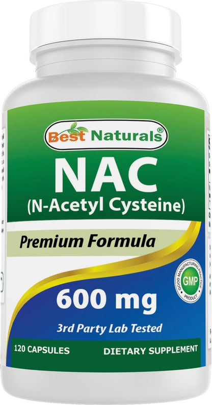 Best Naturals NAC - N-Acetyl Cystein 600 mg 120 Kapseln - Starkes Antioxidans