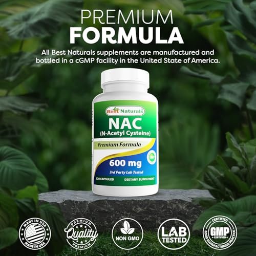 Best Naturals NAC - N-Acetyl Cystein 600 mg 120 Kapseln - Starkes Antioxidans