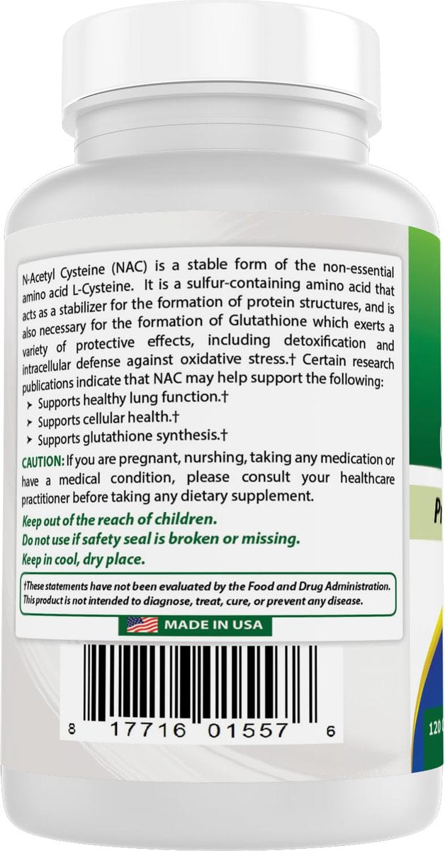 Best Naturals NAC - N-Acetyl Cystein 600 mg 120 Kapseln - Starkes Antioxidans