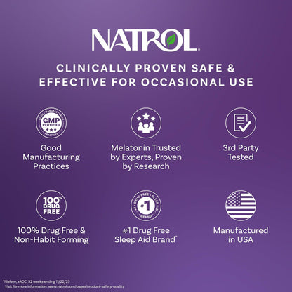 Natrol Melatonin 5mg Schnell lösliche Tabletten, Schlafunterstützung für Erwachsene, Erdbeergeschmack, 150 Tabletten, bis zu 150 Tage Versorgung