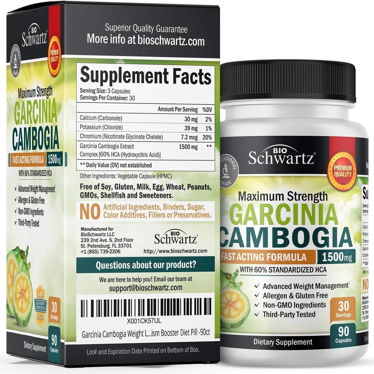 Garcinia Cambogia Abnehmkapseln - 1500 mg HCA reiner Extrakt - Schnell wirkender Appetitzügler - Fatburner für Frauen und Männer zur Gewichtsabnahme - Kohlenhydratblocker Stoffwechsel Diätpillen - 90 Kapseln