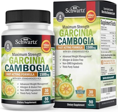 Garcinia Cambogia Abnehmkapseln - 1500 mg HCA reiner Extrakt - Schnell wirkender Appetitzügler - Fatburner für Frauen und Männer zur Gewichtsabnahme - Kohlenhydratblocker Stoffwechsel Diätpillen - 90 Kapseln