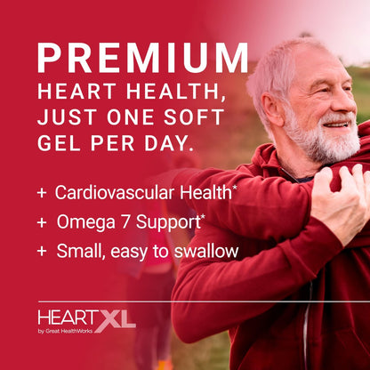 HeartXL Omega-7 Blend – Unterstützung für die Herz-Kreislauf-Gesundheit & gesunden Stoffwechsel – Glutenfreies Herzgesundheits-Präparat – 30 Softgels