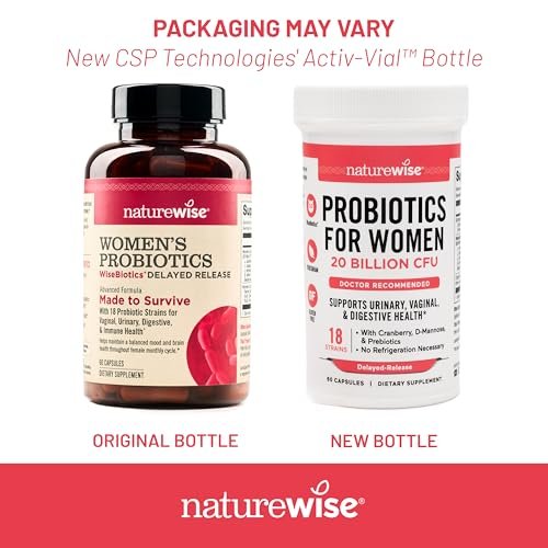 NatureWise Probiotika für Frauen + Organische Präbiotika D-Mannose & Cranberry - Scheidenprobiotika für pH-Gleichgewicht, Verdauungs- & Harntrakt - 18 Stämme, 20 Milliarden KBE - 60 Kapseln [60-Tage-Vorrat]