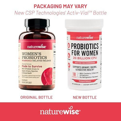NatureWise Probiotika für Frauen + Organische Präbiotika D-Mannose & Cranberry - Scheidenprobiotika für pH-Gleichgewicht, Verdauungs- & Harntrakt - 18 Stämme, 20 Milliarden KBE - 60 Kapseln [60-Tage-Vorrat]