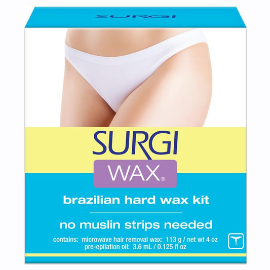 Surgiwax Brazilian Hard Wax Kit 4oz – Enthaarungswachs-Set mit Pre-Epilation Öl (82563)