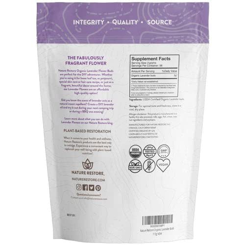 Nature Restore USDA Bio-zertifizierte getrocknete Lavendelblüten, loser Blatt, Extra Qualität, 113 g
