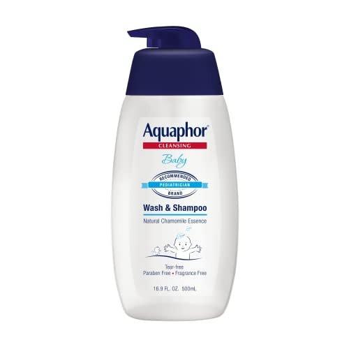 Aquaphor Baby Wasch- und Shampoo - Milde, tränenfreie 2-in-1 Lösung für Babys empfindliche Haut - 500 ml Pumpflasche