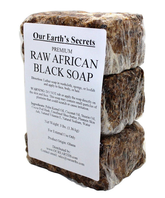 Our Earth's Secrets Premium Natural Roh-Schwarzseife aus Afrika, 1,36 kg (3 Pfund)