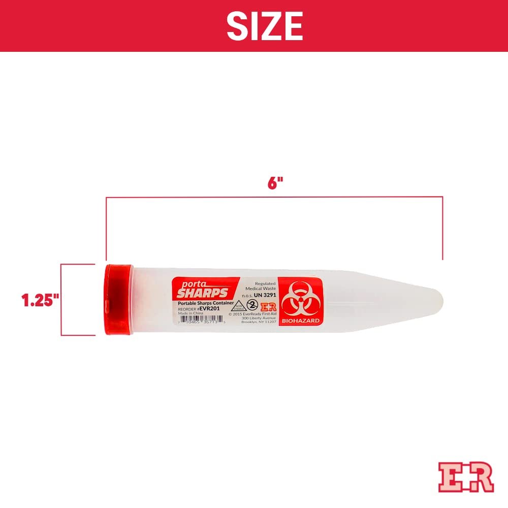 Ever Ready First Aid Porta Sharps Transportabler Behälter für spitze Gegenstände mit Verriegelungsmechanismus - 6 Stück