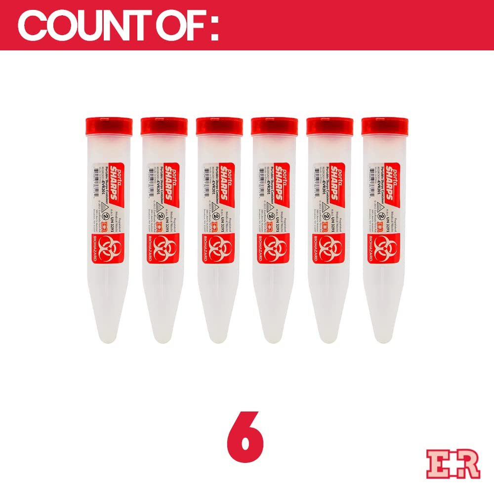 Ever Ready First Aid Porta Sharps Transportabler Behälter für spitze Gegenstände mit Verriegelungsmechanismus - 6 Stück