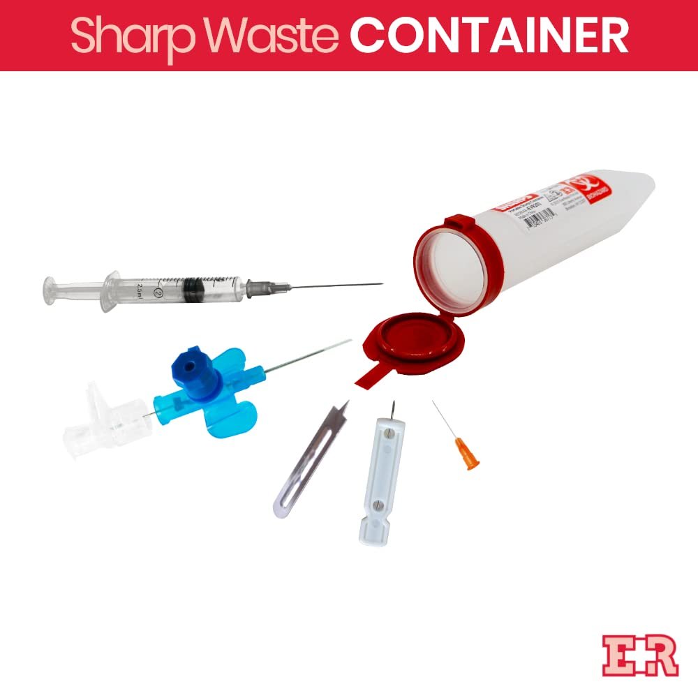 Ever Ready First Aid Porta Sharps Transportabler Behälter für spitze Gegenstände mit Verriegelungsmechanismus - 6 Stück