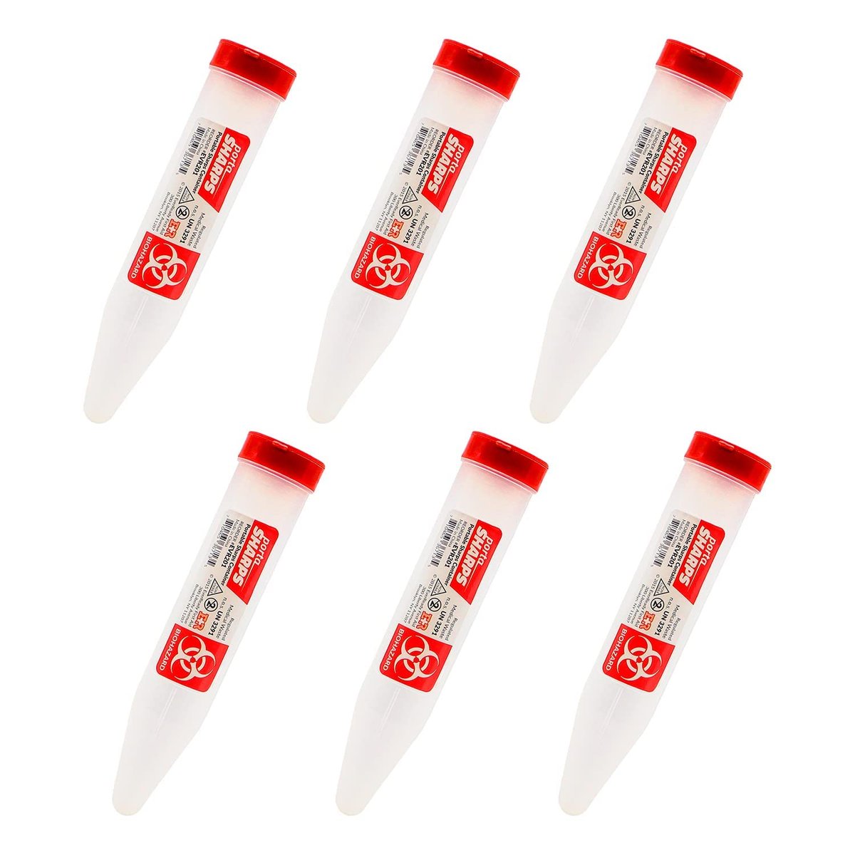 Ever Ready First Aid Porta Sharps Transportabler Behälter für spitze Gegenstände mit Verriegelungsmechanismus - 6 Stück