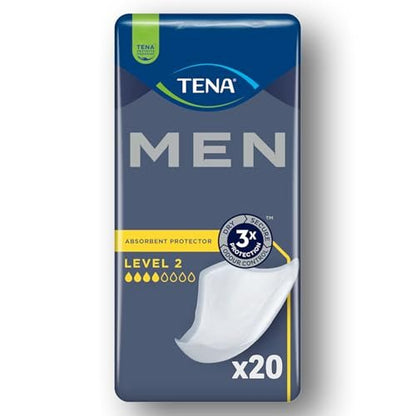 TENA MEN Level 2 - 20 Inkontinenz-Einlagen für Männer | Diskreter Schutz bei mittlerer Blasenschwäche