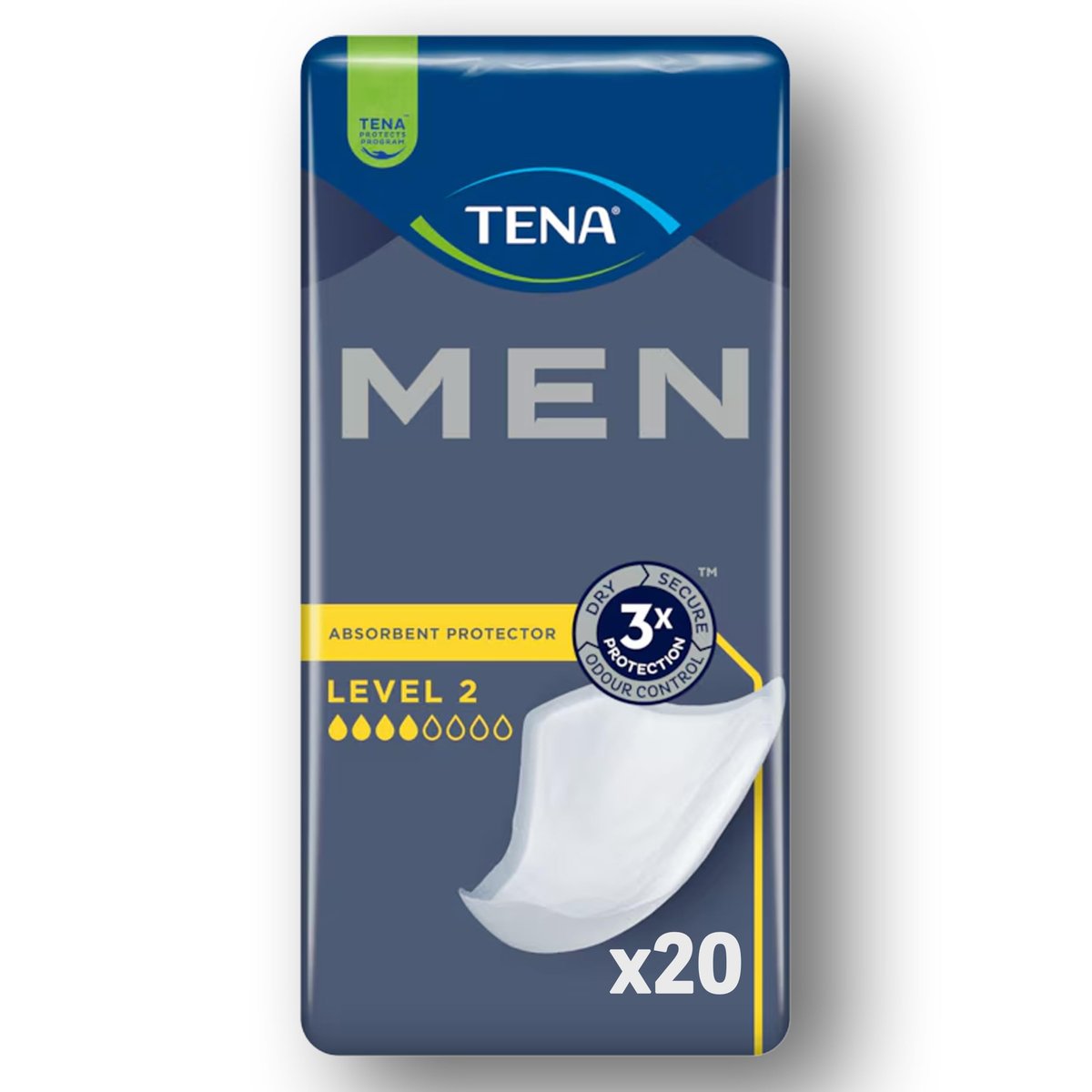 TENA MEN Level 2 - 20 Inkontinenz-Einlagen für Männer | Diskreter Schutz bei mittlerer Blasenschwäche