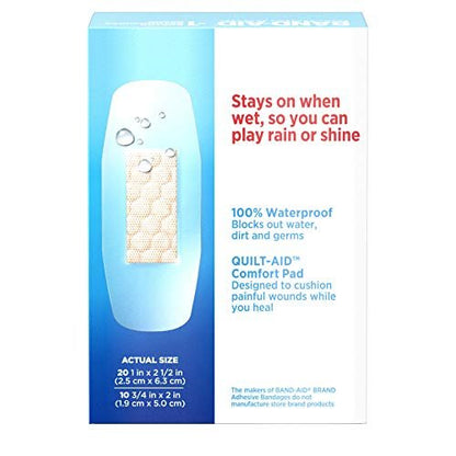 Band-Aid Brand Water Block Clear Waterproof Sterile Adhesive Bandages für die Erste-Hilfe-Wundversorgung bei kleinen Schnitten und Schürfwunden, verschiedene Größen, 30 Stück