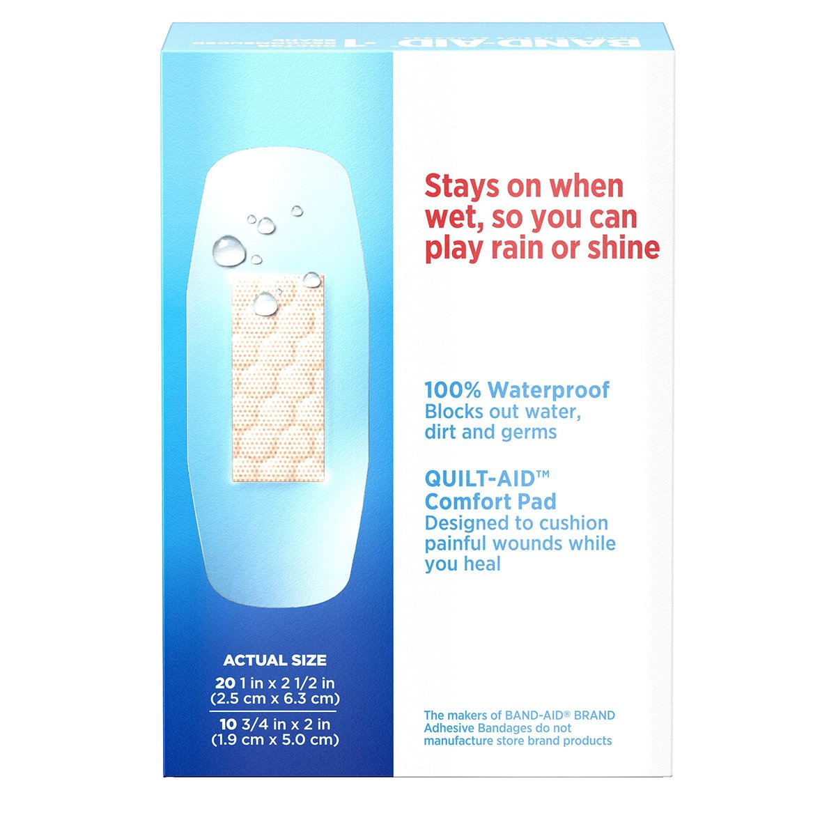 Band-Aid Brand Water Block Clear Waterproof Sterile Adhesive Bandages für die Erste-Hilfe-Wundversorgung bei kleinen Schnitten und Schürfwunden, verschiedene Größen, 30 Stück