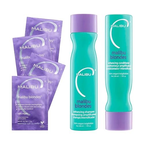 Malibu C Blondes Kollektion - Blond Shampoo und Conditioner Set - Schützt und bewahrt die Farbbrillanz + spendet Feuchtigkeit mit verbessertem Vitaminkomplex - Sulfatfreie Haarpflege