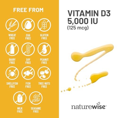 NatureWise Vitamin D3 5000 IE (125 µg) – 360 Mini-Weichkapseln, Jahresvorrat für Immunsystem, Muskelfunktion und Knochengesundheit – Non-GMO, glutenfrei in organischem, nativem Olivenöl extra