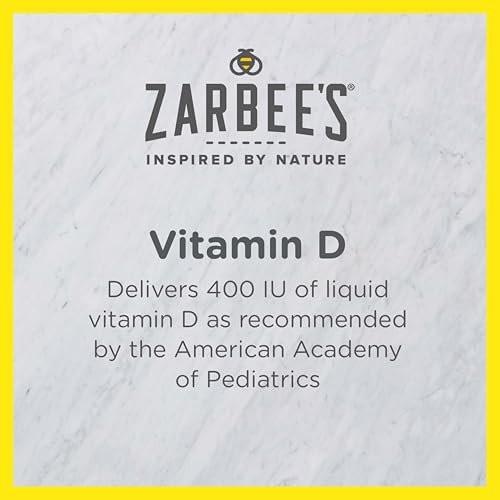 Zarbee's Vitamin-D-Tropfen für Säuglinge, 400 IE (10 µg) flüssiges Nahrungsergänzungsmittel für Babys & Kleinkinder, ab Geburt, inkl. Dosierspritze, 0,47 Fl Oz