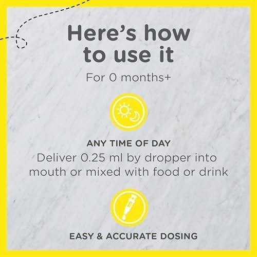 Zarbee's Vitamin-D-Tropfen für Säuglinge, 400 IE (10 µg) flüssiges Nahrungsergänzungsmittel für Babys & Kleinkinder, ab Geburt, inkl. Dosierspritze, 0,47 Fl Oz