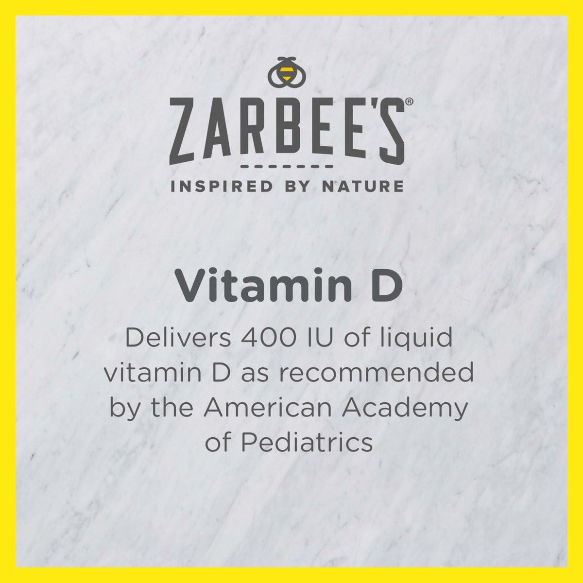 Zarbee's Vitamin-D-Tropfen für Säuglinge, 400 IE (10 µg) flüssiges Nahrungsergänzungsmittel für Babys & Kleinkinder, ab Geburt, inkl. Dosierspritze, 0,47 Fl Oz
