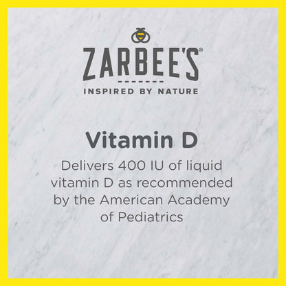 Zarbee's Vitamin-D-Tropfen für Säuglinge, 400 IE (10 µg) flüssiges Nahrungsergänzungsmittel für Babys & Kleinkinder, ab Geburt, inkl. Dosierspritze, 0,47 Fl Oz
