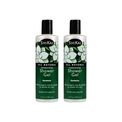 ShiKai Tägliches Feuchtigkeitsspendendes Duschgel (Gardenie, 12 oz, 2er-Pack) | Sanfte Formel | Aloe Vera & Haferflocken für weiche, gesunde Haut | Trockene Haut Linderung