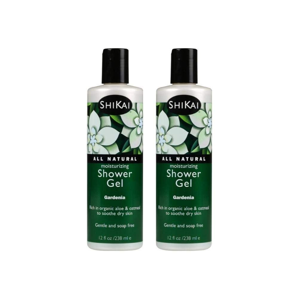 ShiKai Tägliches Feuchtigkeitsspendendes Duschgel (Gardenie, 12 oz, 2er-Pack) | Sanfte Formel | Aloe Vera & Haferflocken für weiche, gesunde Haut | Trockene Haut Linderung