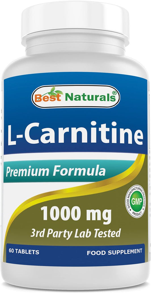 Best Naturals L-Carnitin 1000mg – 60 Tabletten, Hochdosiertes Nahrungsergänzungsmittel