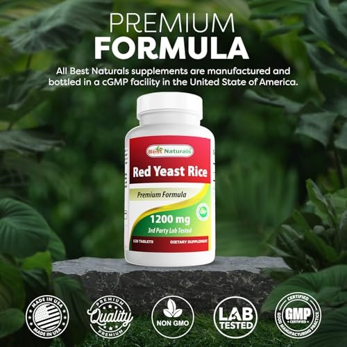 Best Naturals Rote Hefe Reis 1200 mg (Non-GMO) | 120 Tabletten - Nicht bestrahlt, Citrinin-frei