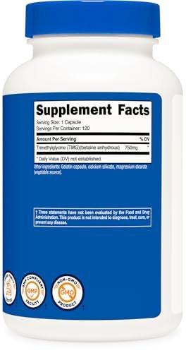 Nutricost TMG (Trimethylglycin) 750mg, 120 Kapseln - Hochwertiges Nahrungsergänzungsmittel