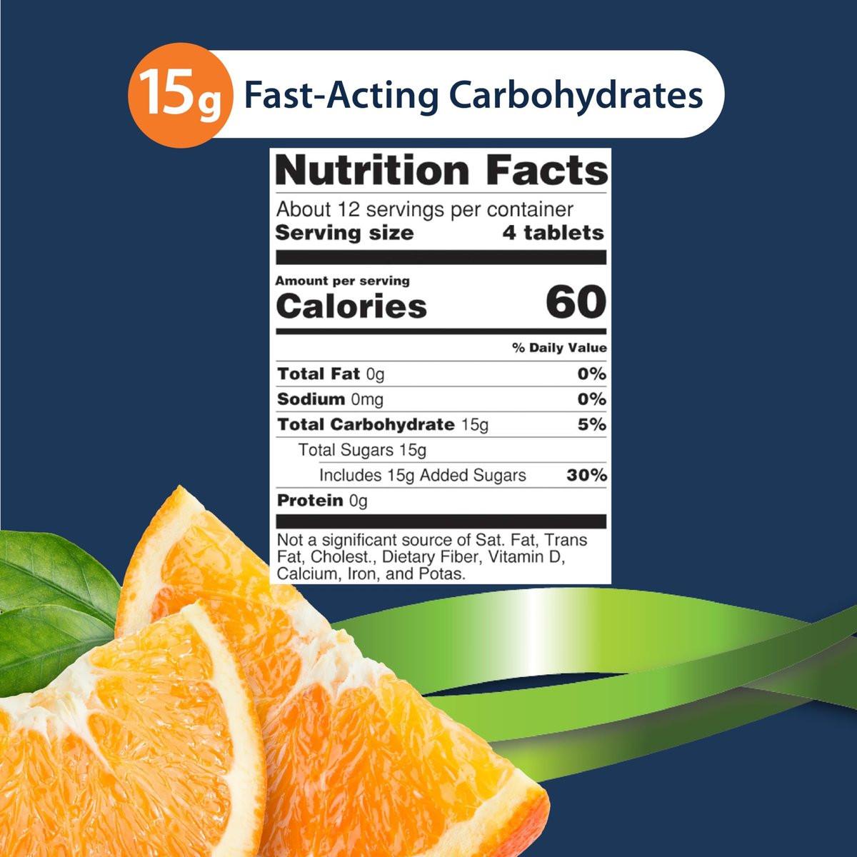 TRUEplus Glukose Tabletten, Orange Geschmack, 15g schnell wirkende Kohlenhydrate, fettfrei, glutenfrei, Energie-Boost, 50 Stück