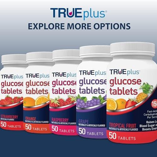 TRUEplus Glukose Tabletten, Orange Geschmack, 15g schnell wirkende Kohlenhydrate, fettfrei, glutenfrei, Energie-Boost, 50 Stück