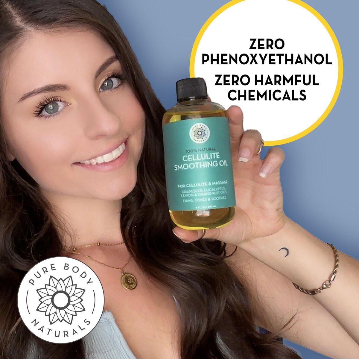 Pure Body Naturals Anti-Cellulite-Massageöl, 240 ml | 100% natürlicher Cellulite-Entferner für Beine und Oberschenkel | Chemiefreies straffendes Körperöl für Frauen, strafft die Haut und reduziert Dehnungsstreifen